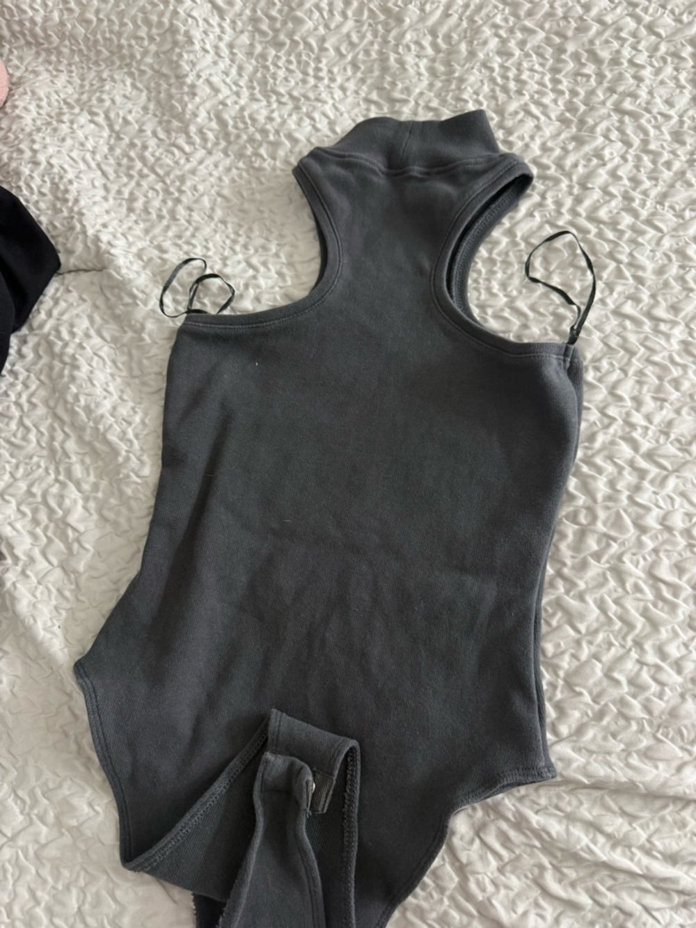 Zara Charcoal Gray High Neck Sleeveless Bodysuit